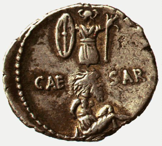 24. Moeda romana, comemorando a vitória de César